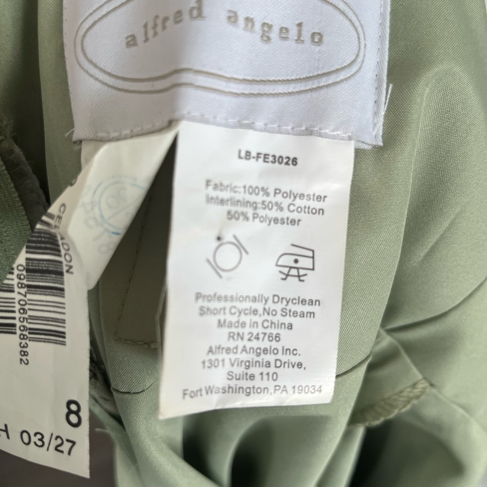 Sage Green Women's Dress- Alfred Angelo - Picture 9 of 12